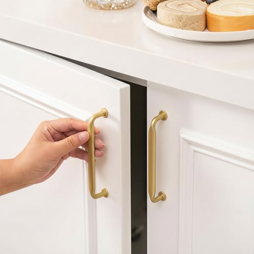 Goldenwarm 10 Pack 3 Inch Brushed Brass Cabinet Pulls Solid Cabinet Handle - color: Brushed Brass, size: 3 Inch Hole Center