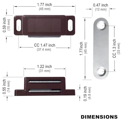 SDTWZW Magnetic Cabinet Door Catch, Brown, Pack of 4 - color: Brown