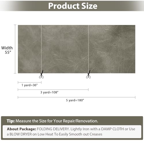 Faux Leather 1.0mm Upholstery Fabric by the Yard 12 Yard Beige Grey - color: Beige Grey, size: 12 Yard