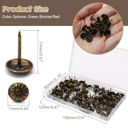 Biaungdo 150 Pcs Bronze Daisy Upholstery Tacks with Box for Furniture - color: Bronze