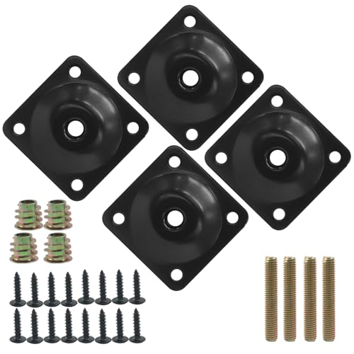 Murtenze 4 Pack Leg Mounting Plates, 5/16"(M8) Mounting T-Plates with Hanger Bolts, Screws Strengthen Furniture Repair for Sofa/Couch/Seat(Black) - color: Black