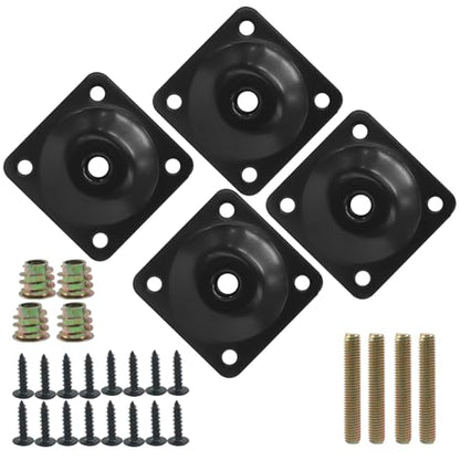 Murtenze 4 Pack Leg Mounting Plates, 5/16"(M8) Mounting T-Plates with Hanger Bolts, Screws Strengthen Furniture Repair for Sofa/Couch/Seat(Black) - color: Black