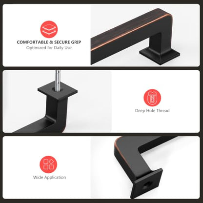 homdiy 10 Pack 5 Inch Oil Rubbed Bronze Cabinet Pulls, Solid Zinc Alloy - color: Oil Rubbed Bronze, size: 5-1/16" Hole Center