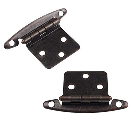 DecoBasics (25 Pairs Pack/50 Pcs) Brushed Bronze, Non Self Closing/Free Swinging Variable Overlay Flush Cabinet Hinge