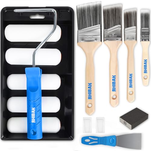 Paint Roller Kit, Paint Brushes and 4 Inch Foam Small Paint Roller Set, All in One Paint Tools for Professional or Home Owners for Professional Painting Results - size: Small