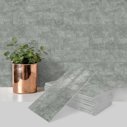 URCOLOR 102-Piece Peel and Stick Backsplash Tiles,3" x 6" Rock Gray Glossy Tile, Stick on Backsplash for Kitchen, Bathroom, Camper, Fireplace - color: Rock Gray