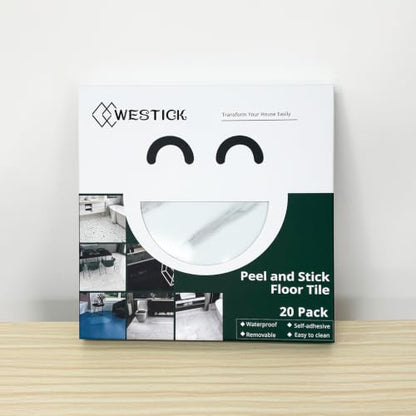 WESTICK Marble Peel and Stick Floor Tile Bathroom Waterproof Vinyl Tiles - color: 1. White, size: 20 Tiles
