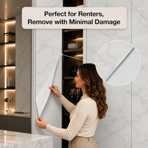 Very Berry Sticker Marble Contact Paper (Stone White Matte, 24" x 78", 2 Pack) Thick Premium Peel and Stick Countertop Wrap, Waterproof Vinyl, Renter Friendly for Kitchen Counters, Bathroom Vanities - color: White Matte, size: 24" x 78" (2-pack)