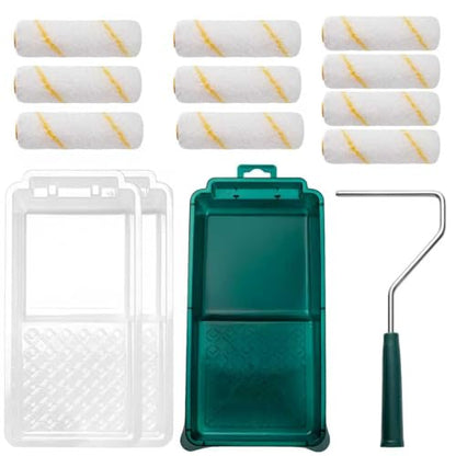 Paint Roller Kit, 14 Pack, 4 Inch Paint Roller with Tray Liners