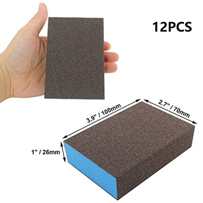 12Pcs Fine Sanding Sponge 120 Grit - size: 120 Grit