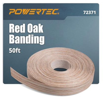 POWERTEC Red Oak Edge Banding – 13/16" x 50 Ft Pre-Glued Veneer Edging Tape Roll for Cabinet Repair, Furniture Restoration, Shelving & DIY Projects (72371) - color: Red Oak