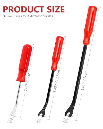 3Pcs Auto Fastener Remover Trim Rivet Removal Tool Kit for Car Door Panel Dashboard (Red) - color: Red