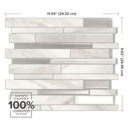 Smart Tiles Peel and Stick backsplash, Mosaic Carrara Marble, 11.55"x9.63" - color: Carrara Marble