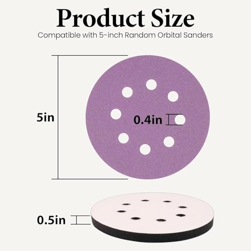 5 Inch 8 Hole Hook and Loop Interface Pads and Sanding Discs - color: 4PC Pads & 30PC Sanding Discs