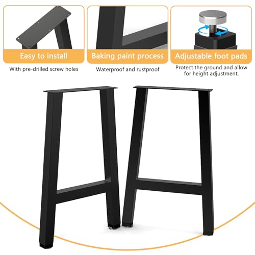 Metal Furniture Legs, Black Set of 2, 22H x 15W - size: 22 IN