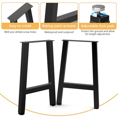 Metal Furniture Legs, Black Set of 2, 22H x 15W - size: 22 IN