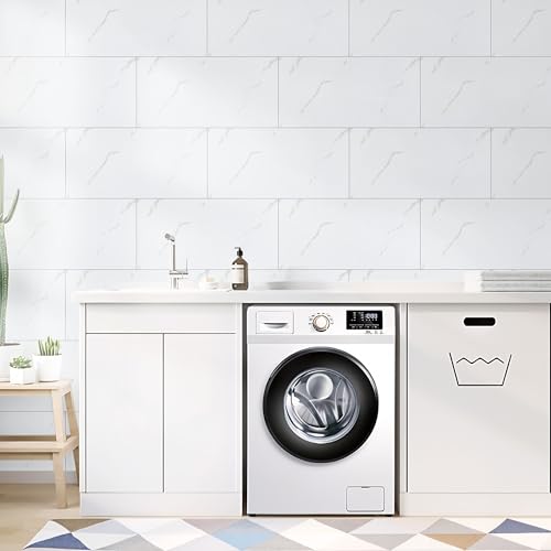 practicalWs 10pcs Marble Peel and Stick Tile Waterproof PVC Wall Tiles - size: 23.6" x 11.8" x 10-Pack