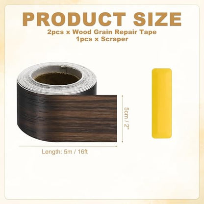 HARFINGTON Wood Grain Repair Tape 2" x16ft Self-Adhesive Repair Patch - color: Black Walnut, size: 2" x 16ft