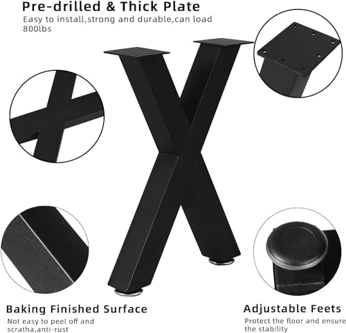NXN-HOME 16 inch X-Shape Metal Legs, Coffee Table Legs, Bench Metal Legs, Set of 2 Mid Century Home DIY Projects Black Furniture Legs, NXN106 - size: 16 inches-X Shape
