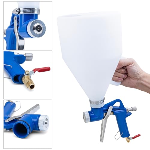 NEIKO 31227A Drywall Texture Sprayer, Air Texture Gun with 1.2 Gallon Hopper Gun, 3 Nozzles: 4 mm, 6 mm, 8 mm, Stucco Mud or Popcorn on Walls and Ceiling, Knockdown, Spray Gun with Handle - style: Texture Spray Gun