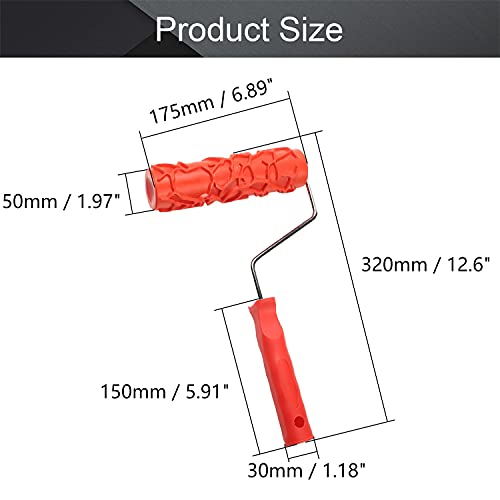 Utoolmart 7" Home Wall Rubber Paint Roller 175mm Wooden Grain Painting Roller with Plastic Handle 1Pcs - size: EG046T