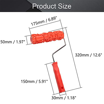 Utoolmart 7" Home Wall Rubber Paint Roller 175mm Wooden Grain Painting Roller with Plastic Handle 1Pcs - size: EG046T