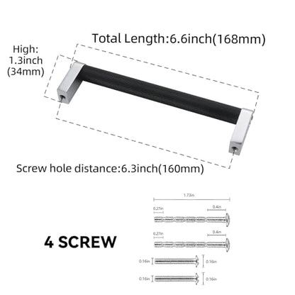 10 Pack 6.3 Inch(160mm) Matte Black and Polished Chrome Kitchen Cabinet Handles Knurled Cabinet Pulls Black Drawer Pulls Kitchen Hardware - color: Black And Polished Chrome, size: 6.3'' Hole Center(160mm)