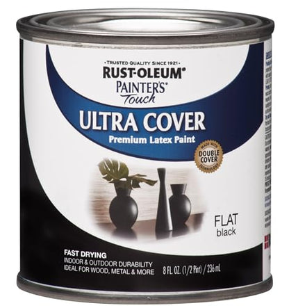 Rust-Oleum Painter's Touch Latex Brush-On Paint, Flat Black - size: 1/2 pt