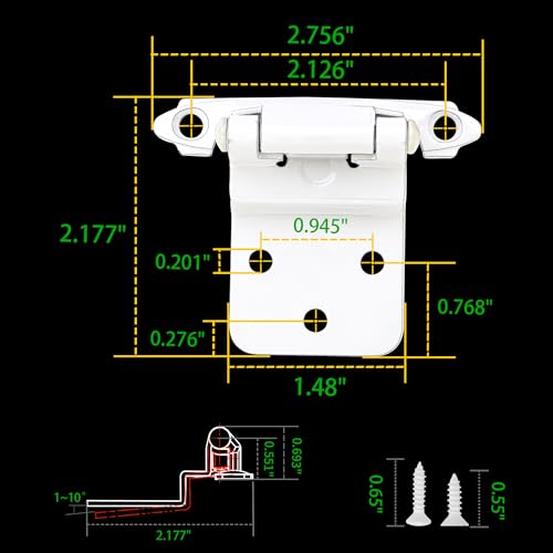 50 Pack 25 Pairs 3/8" Inset Cabinet Door Hinges - White Offset Self Closing Hinges - color: 3/8" Inset White, size: 50 Pack