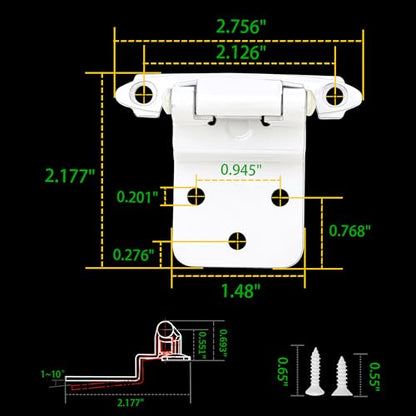 50 Pack 25 Pairs 3/8" Inset Cabinet Door Hinges - White Offset Self Closing Hinges - color: 3/8" Inset White, size: 50 Pack