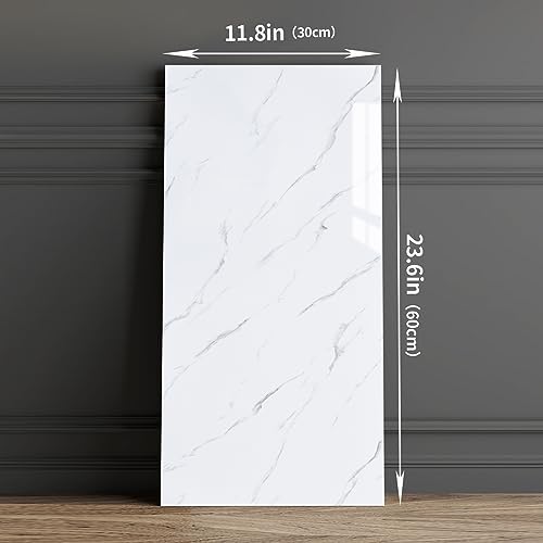 Haimin 3D Wall Panels Peel and Stick Marble Tile Look 10 Pack Waterproof - color: White-LYB