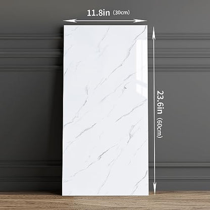 Haimin 3D Wall Panels Peel and Stick Marble Tile Look 10 Pack Waterproof - color: White-LYB