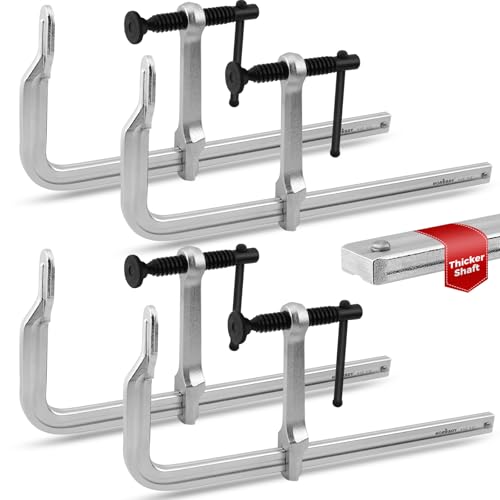 HORUSDY 4PCS Heavy-Duty Bar Clamps, 12-Inch F Bar Clamps with 1200LBS Strong Clamping Force, Drop-Forged Steel Frame, Smooth Adjustment for Woodworking, Metalworking, Welding, DIY, and Garage Projects - color: 4pcs 1200lbs 12" Silver