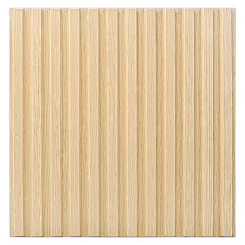 Art3d 3D Fluted Textured Slat Wall Panels, 19.7 x 19.7 in, 12-Pack, Oak - color: Square - Oak, size: 19.7 x 19.7in.