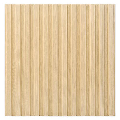 Art3d 3D Fluted Textured Slat Wall Panels, 19.7 x 19.7 in, 12-Pack, Oak - color: Square - Oak, size: 19.7 x 19.7in.