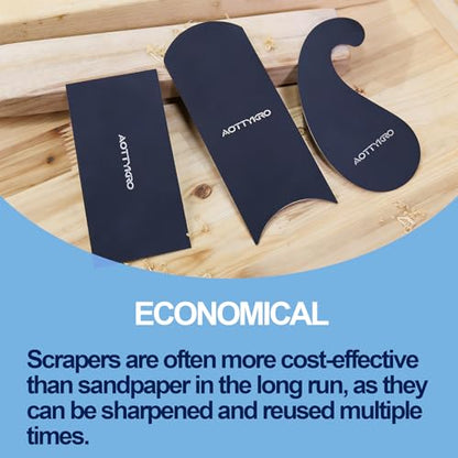 3PCS Cabinet Card Scrapers, High-Strength Blue Spring Steel Woodworking Tools for Engraving, Deburring, Polishing & Contour Sanding - size: Set D