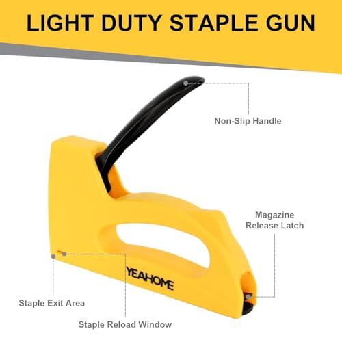 YEAHOME Light Duty Staple Gun, Upholstery Staple Gun with 2000 pcs JT 21 Staples 1/4, 5/16, 3/8 inch, Stapler Gun for Wood, Crafts, DIY, Decoration, Fabric - style: with 2000 Staples
