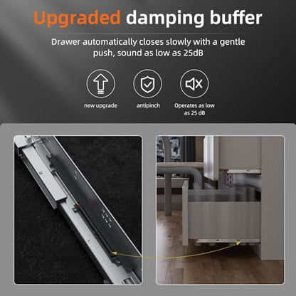 21” Undermount Drawer Slides Soft Close 100 lbs with Bracket 6 Pair - color: 6 Pair, size: 21 Inch