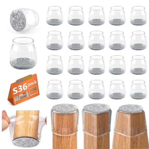 BAIPOK 36Pcs Round Chair Leg Floor Protectors for Hardwood Floors - color: Transparent-36pcs, size: Universal S (0.90'' -1.20'')