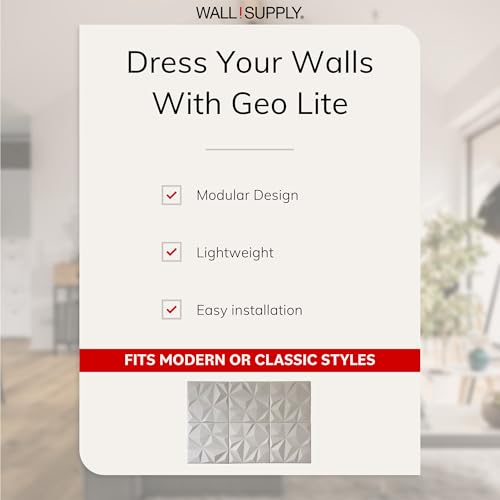 Wall!Supply 3D Geo Lite Wall Panels, 12-Pack, Cashmere - color: Cashmere, style: Geo Lite