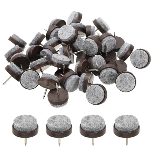 PATIKIL 22 mm Nail-on Felt Pads 40Pcs Round Felt Furniture Sliders Brown - color: Brown, size: 22 mm