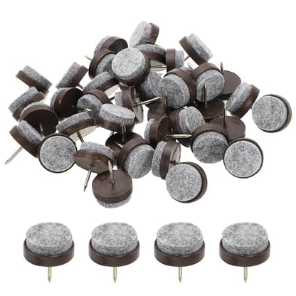 PATIKIL 22 mm Nail-on Felt Pads 40Pcs Round Felt Furniture Sliders Brown - color: Brown, size: 22 mm
