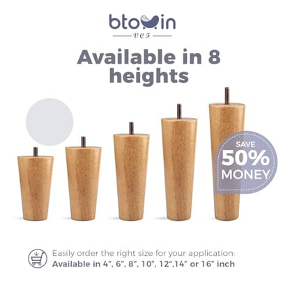 5 inch Solid Wood Tapered Furniture Legs Set of 4 with 5/16" Bolts - color: Natural Wood Color, size: 5" (12cm)