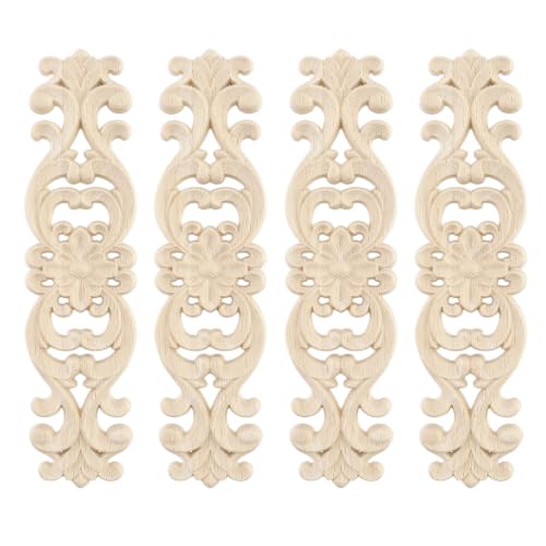 Wood Carved Onlays Appliques (Style7,4 pcs) - style: Style7,4 pcs