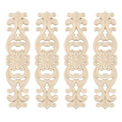 Wood Carved Onlays Appliques (Style7,4 pcs) - style: Style7,4 pcs