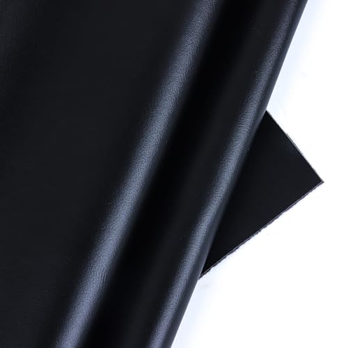Faux Leather Vinyl Upholstery Fabric, 54 x 36 inches Synthetic Repholstery Leather Vinyl, Soft Touch Distressed DIY and Craft Material (Black, 1 Yard) - color: Black