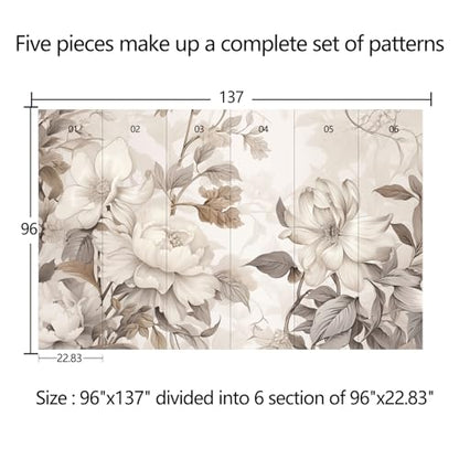 Warm-Toned Peony Flower Mural Peel-and-Stick - 96"x137" - color: ZZSL-05, size: 96"x137"