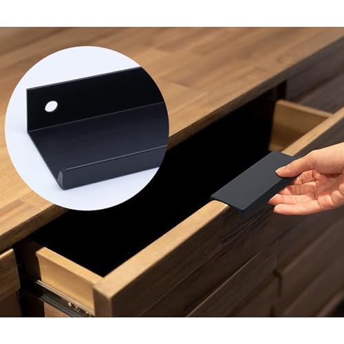 Black Finger Pulls, 1.97 Inch, 1.26 Inch Spacing, 6Pcs - color: Black, size: 50mm/1.97", style: Straight Edge