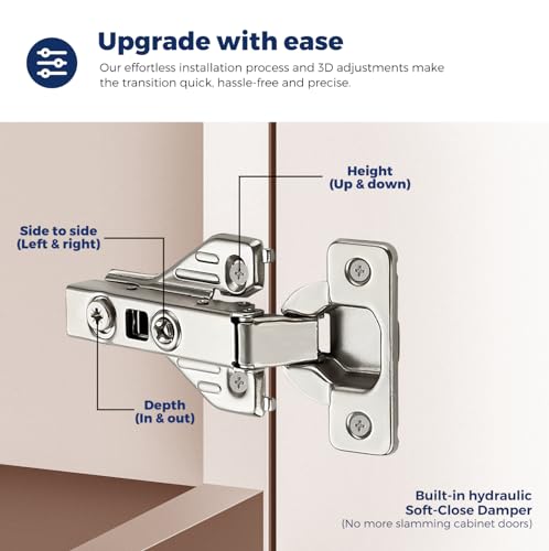 Ravinte Full Overlay Cabinet Door Hinges,105 Degree,60 Packs 30 Pair