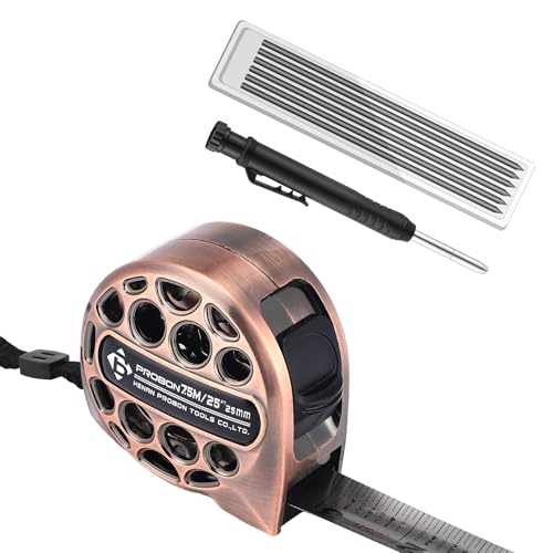 Kingdder Stainless Steel Tape Measure Carpenter Pencil Kit, Bronze, 32.8ft - color: Bronze, size: 32.8ft